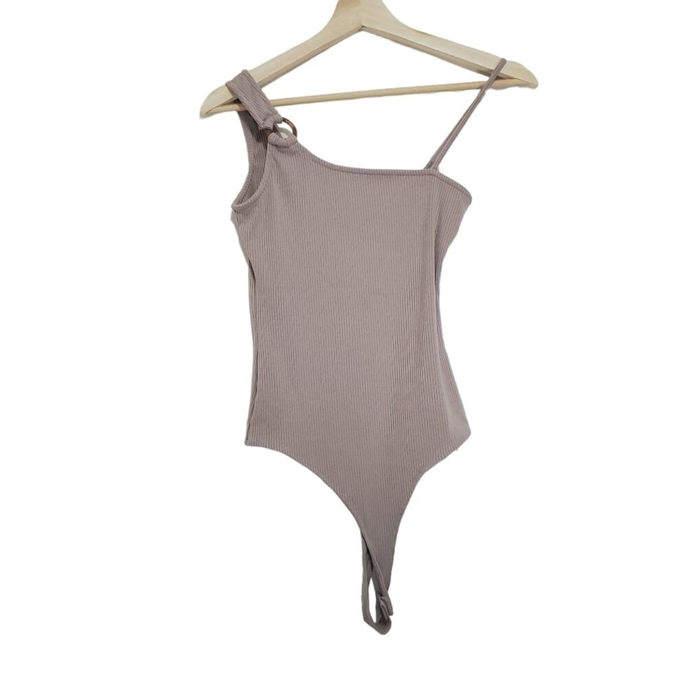 Haley & June | Ribbed Asymmetrical Shoulder Bodysuit